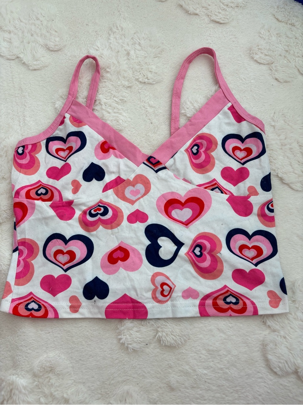Pink Multi Heart Print Cami Top